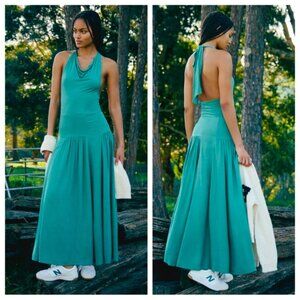 Free People Sasha Convertible Maxi Dress Green SMALL NWT
